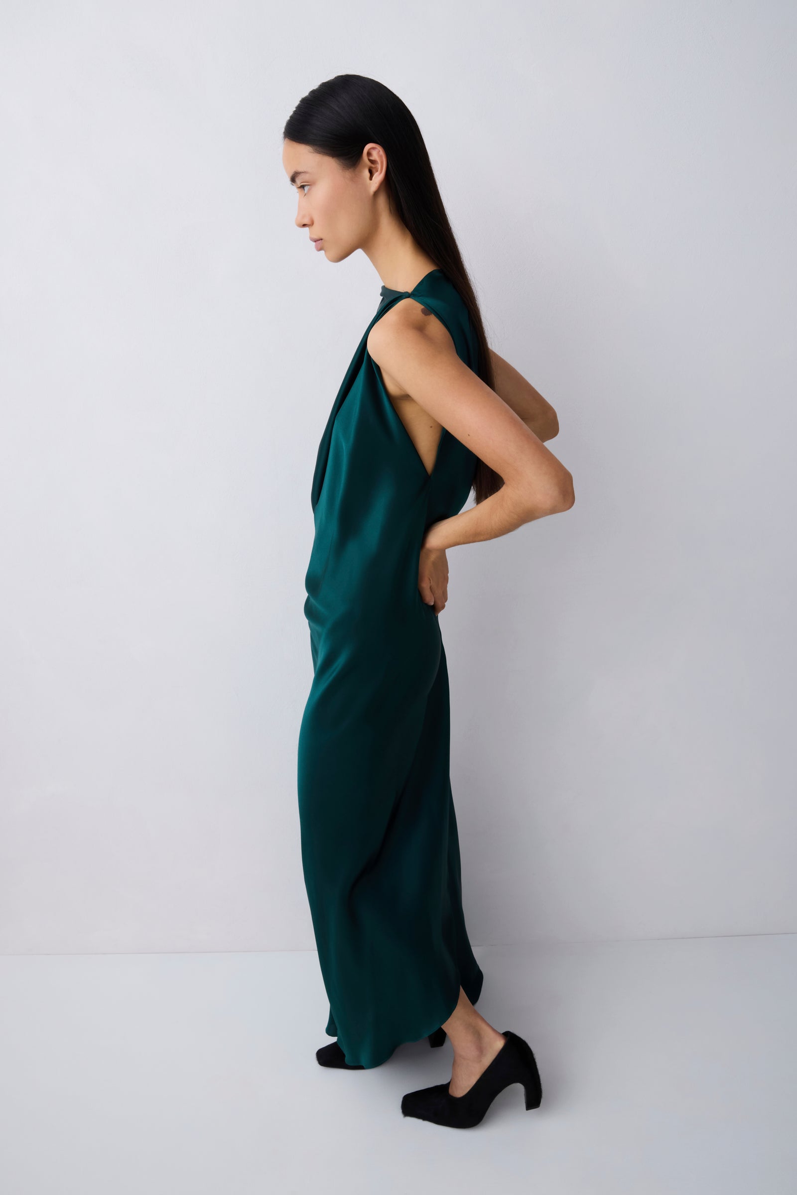 PETROL SILK ROMA GOWN