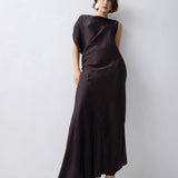 CHOCOLATE SILK SATIN ROMA GOWN