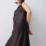 CHOCOLATE SILK SATIN ROMA GOWN