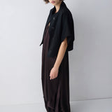 CHOCOLATE SILK SATIN PLUNGE GOWN