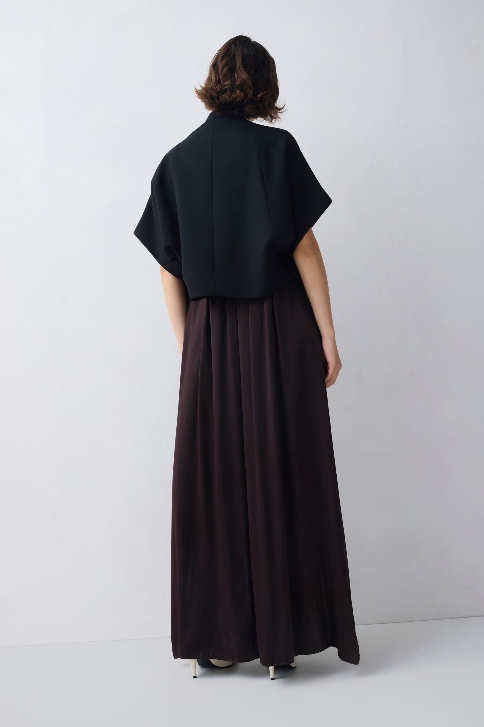 CHOCOLATE SILK SATIN PLUNGE GOWN