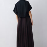 CHOCOLATE SILK SATIN PLUNGE GOWN