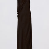 CHOCOLATE SILK SATIN ROMA GOWN