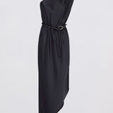 NAVY SATIN CREPE IBIZA DRESS
