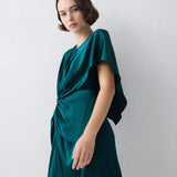 PETROL SILK ILLUSIONIST DRESS