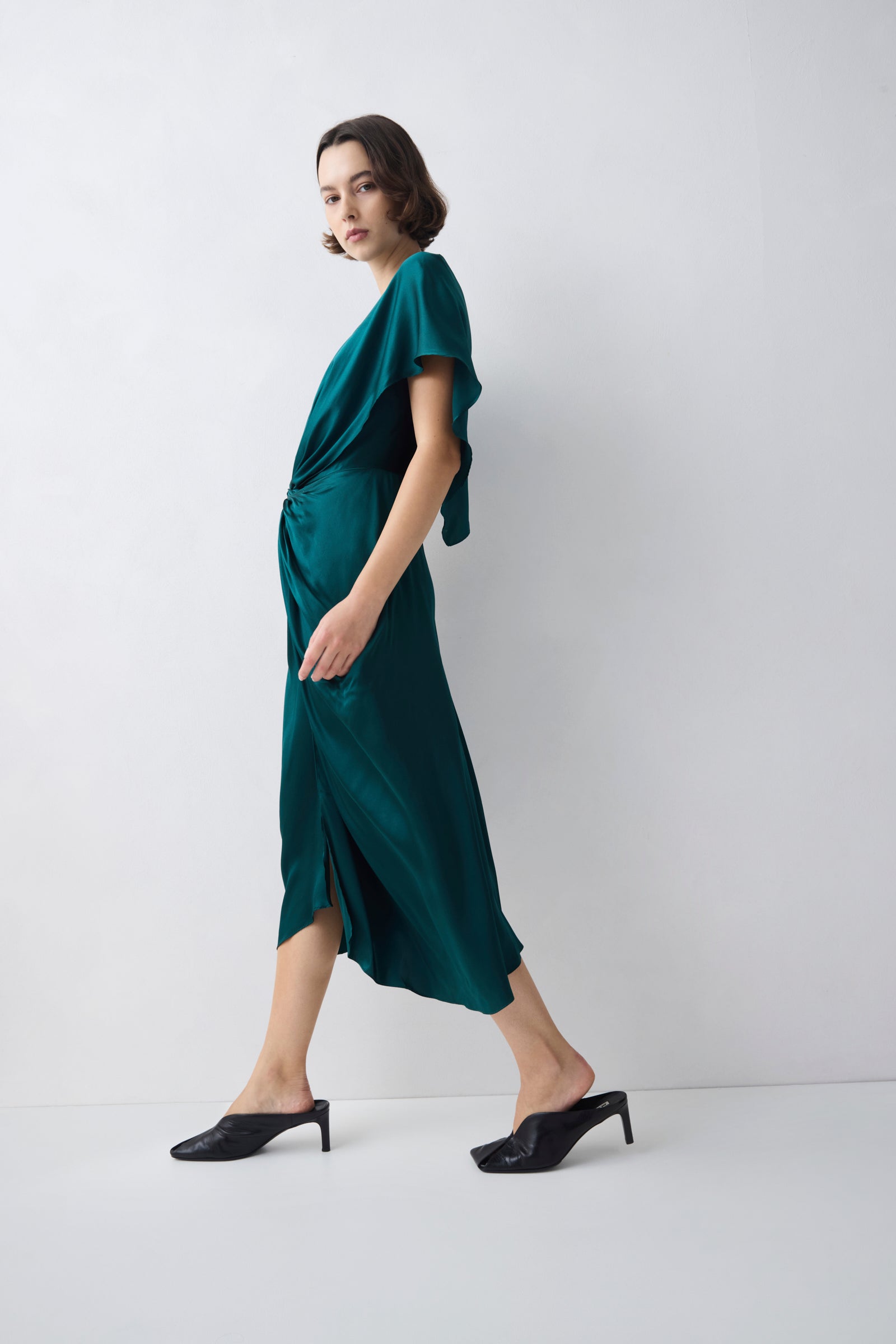 PETROL SILK ILLUSIONIST DRESS