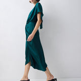 PETROL SILK ILLUSIONIST DRESS