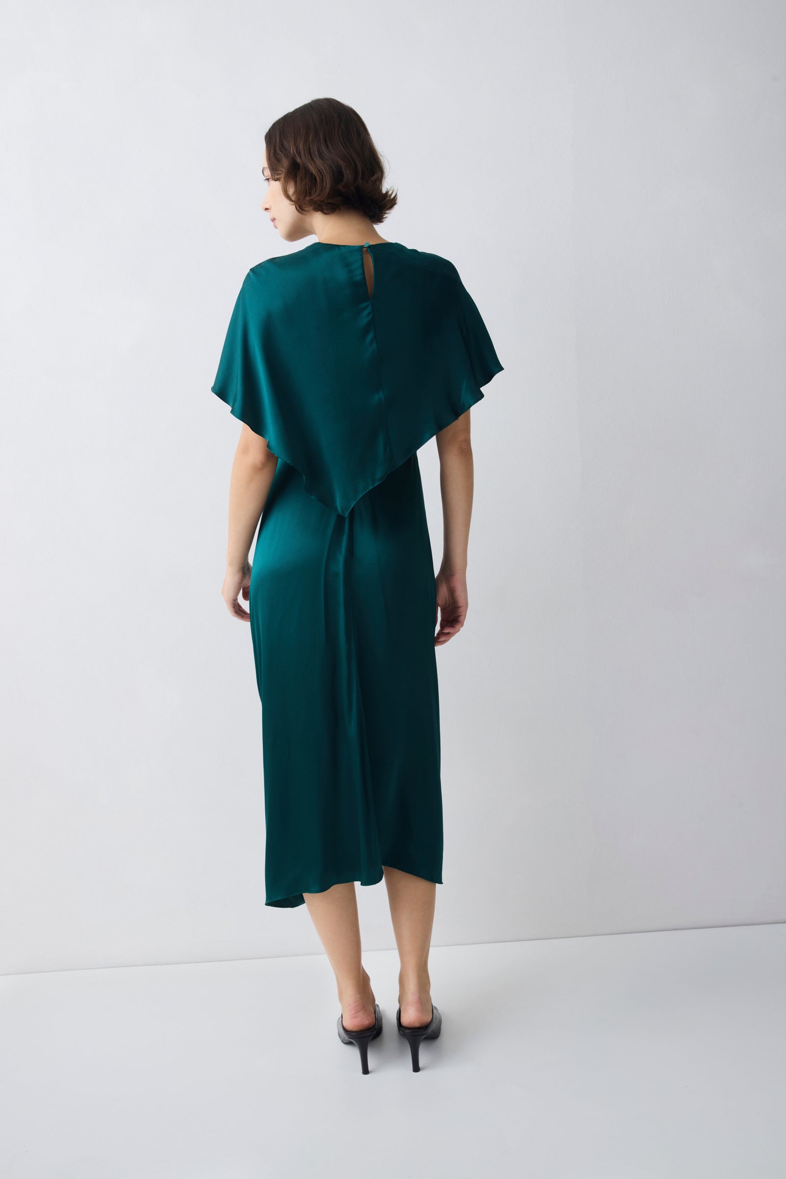 PETROL SILK ILLUSIONIST DRESS