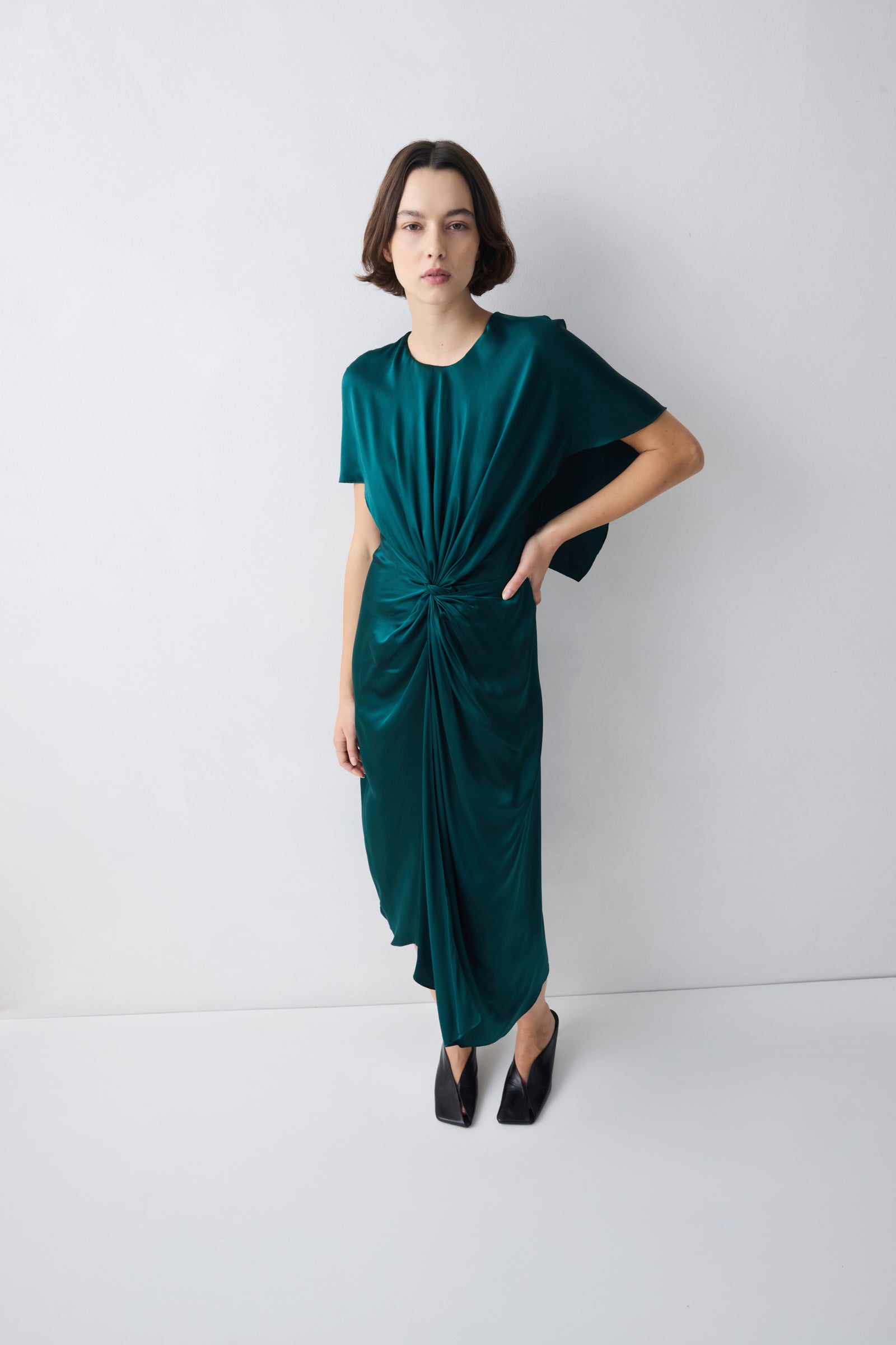 PETROL SILK ILLUSIONIST DRESS