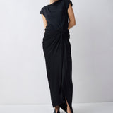 BLACK SILK ILLUSIONIST DRESS