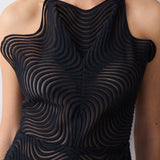 BLACK SCALLOPED LACE FLUX TOP