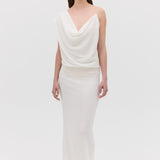 IVORY CRINKLE LIQUID GOWN