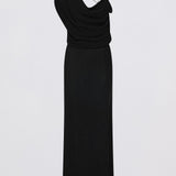 BLACK CRINKLE LIQUID GOWN