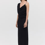 BLACK CRINKLE LIQUID GOWN