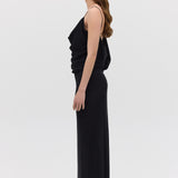 BLACK CRINKLE LIQUID GOWN