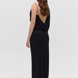 BLACK CRINKLE LIQUID GOWN