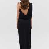 BLACK CRINKLE LIQUID GOWN