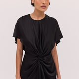 BLACK SILK ILLUSIONIST DRESS