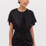 BLACK SILK ILLUSIONIST DRESS