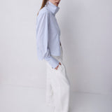 BLUE STRIPE COTTON RISE SHIRT