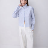 BLUE STRIPE COTTON RISE SHIRT