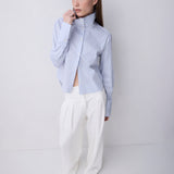 BLUE STRIPE COTTON RISE SHIRT