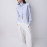 BLUE STRIPE COTTON RISE SHIRT