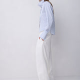 BLUE STRIPE COTTON RISE SHIRT