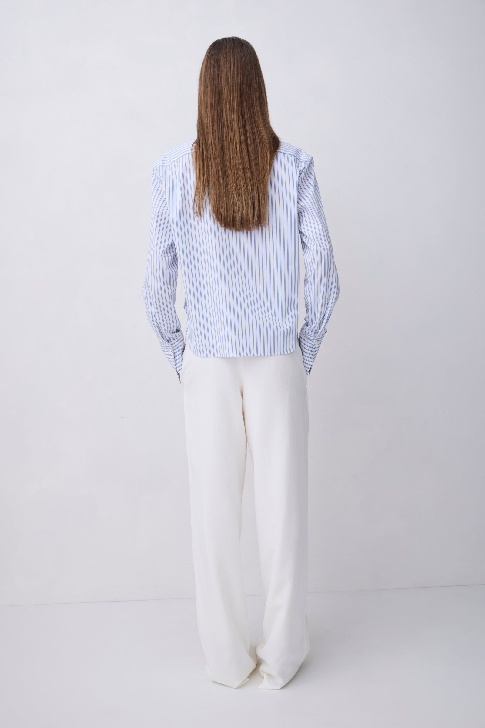 BLUE STRIPE COTTON RISE SHIRT