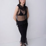 BLACK ORGANZA CEZANNE TOP