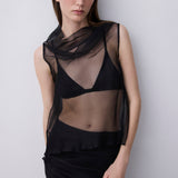 BLACK ORGANZA CEZANNE TOP