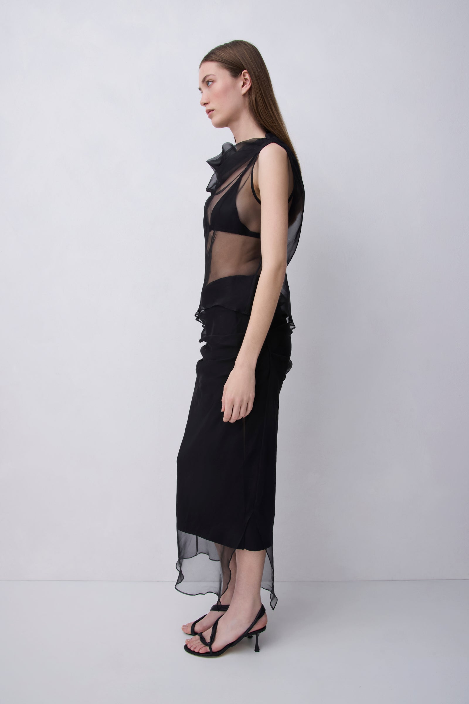 BLACK ORGANZA EMULATE SKIRT