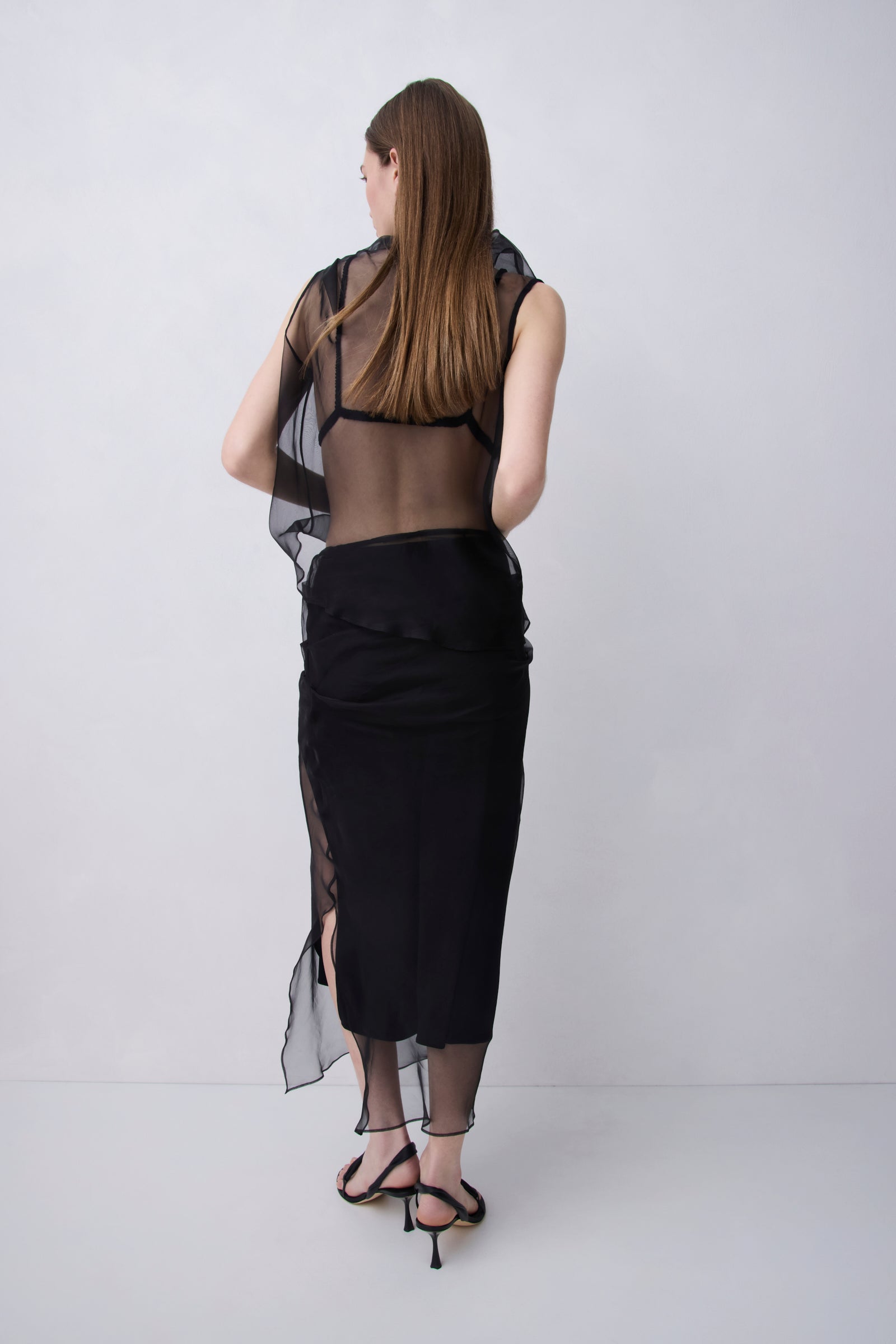 BLACK ORGANZA EMULATE SKIRT