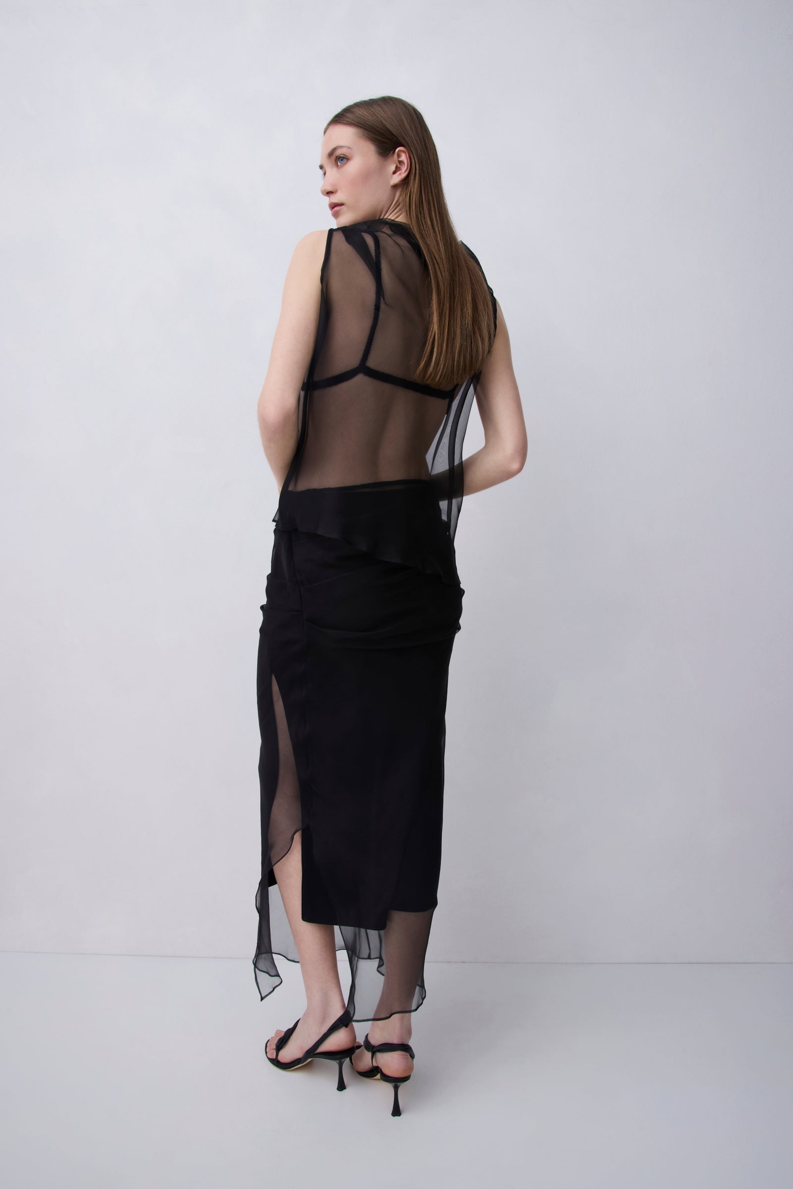 BLACK ORGANZA EMULATE SKIRT