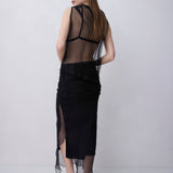 BLACK ORGANZA EMULATE SKIRT