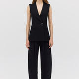BLACK CREPE ELLIPSIS VEST