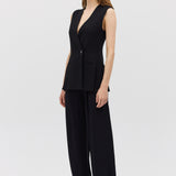 BLACK CREPE ELLIPSIS VEST