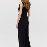BLACK CREPE ELLIPSIS VEST