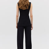 BLACK CREPE ELLIPSIS VEST