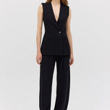 BLACK CREPE ELLIPSIS VEST