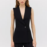 BLACK CREPE ELLIPSIS VEST