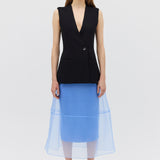BLACK CREPE ELLIPSIS VEST