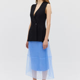 BLACK CREPE ELLIPSIS VEST