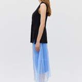 BLACK CREPE ELLIPSIS VEST