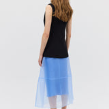 BLACK CREPE ELLIPSIS VEST