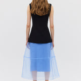 BLACK CREPE ELLIPSIS VEST