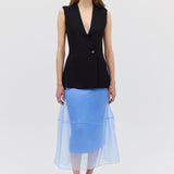 BLACK CREPE ELLIPSIS VEST