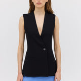 BLACK CREPE ELLIPSIS VEST
