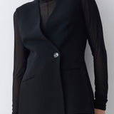 BLACK CREPE ELLIPSIS VEST