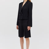 BLACK CREPE SUITING MURMUR JACKET